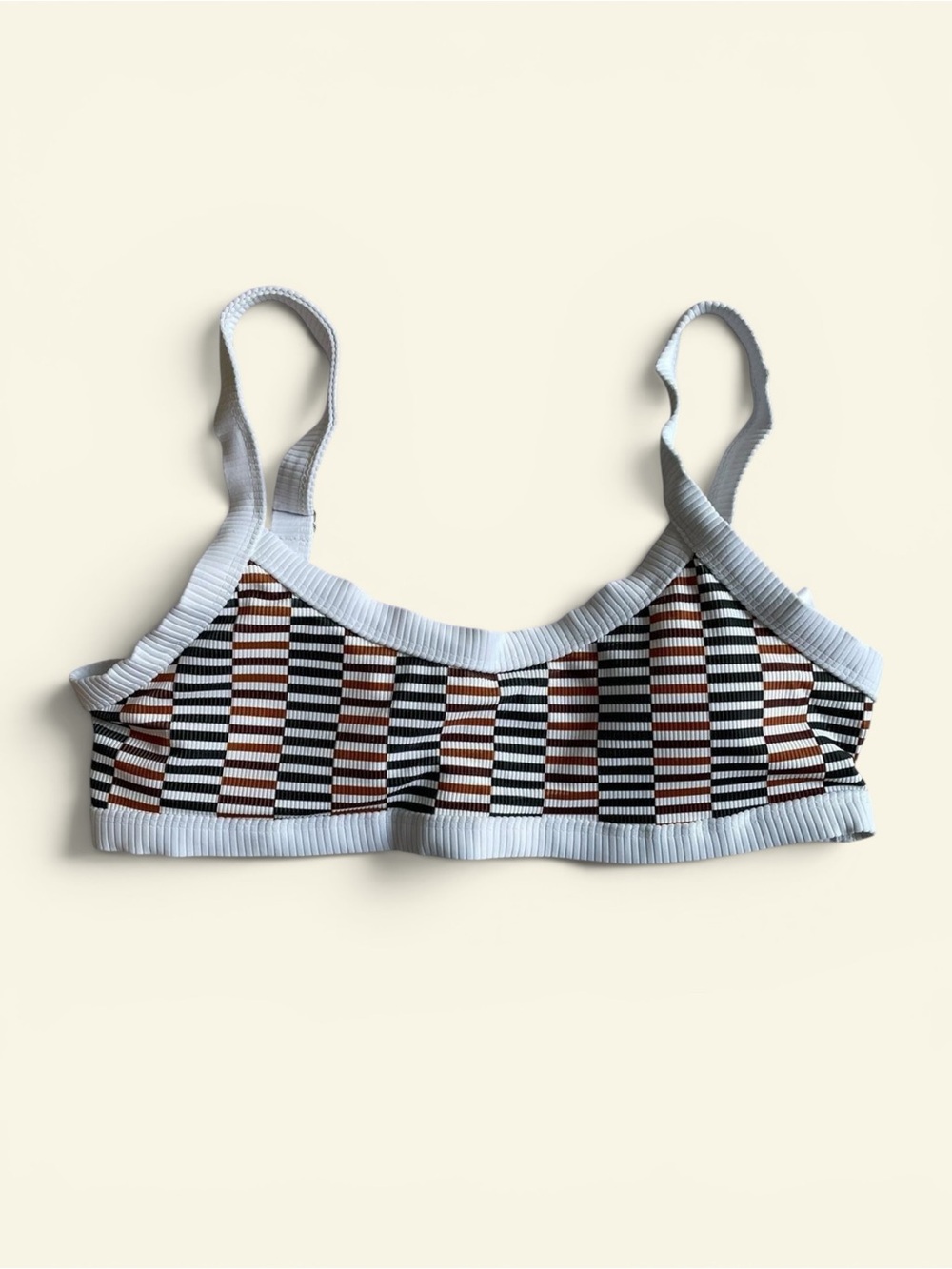 Dippin Daisys Kelly Ribbed Bandeau Bikini Top Striped Multi Color Size M NWT